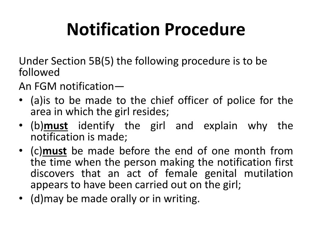 notification procedure