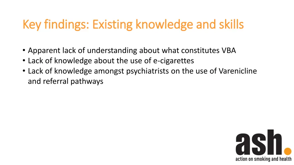key findings existing knowledge and skills