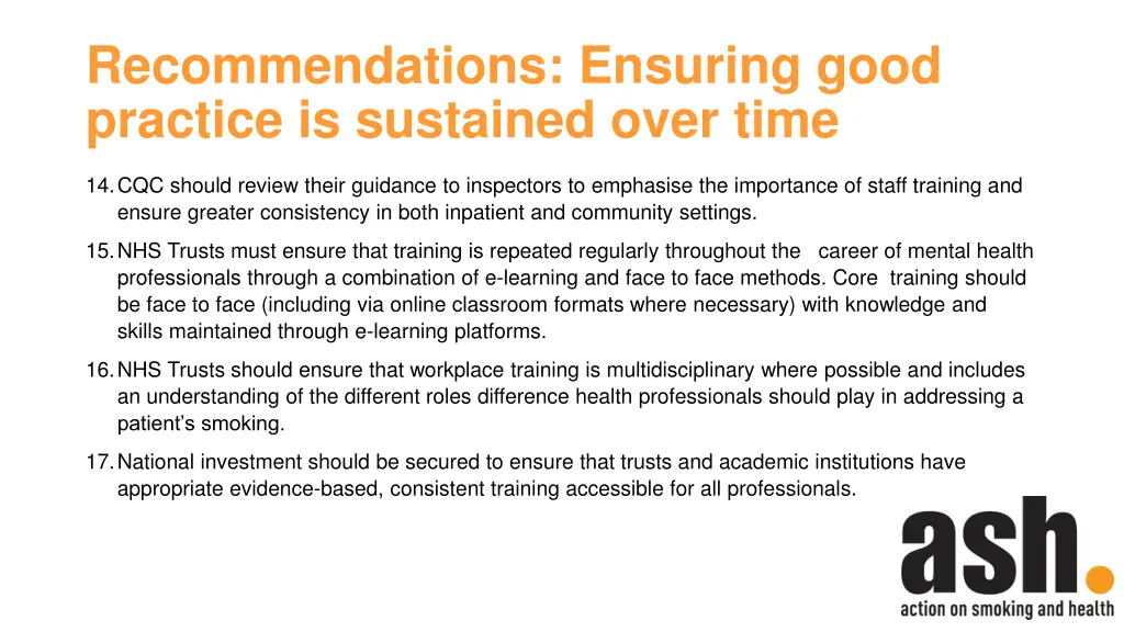 recommendations ensuring good practice