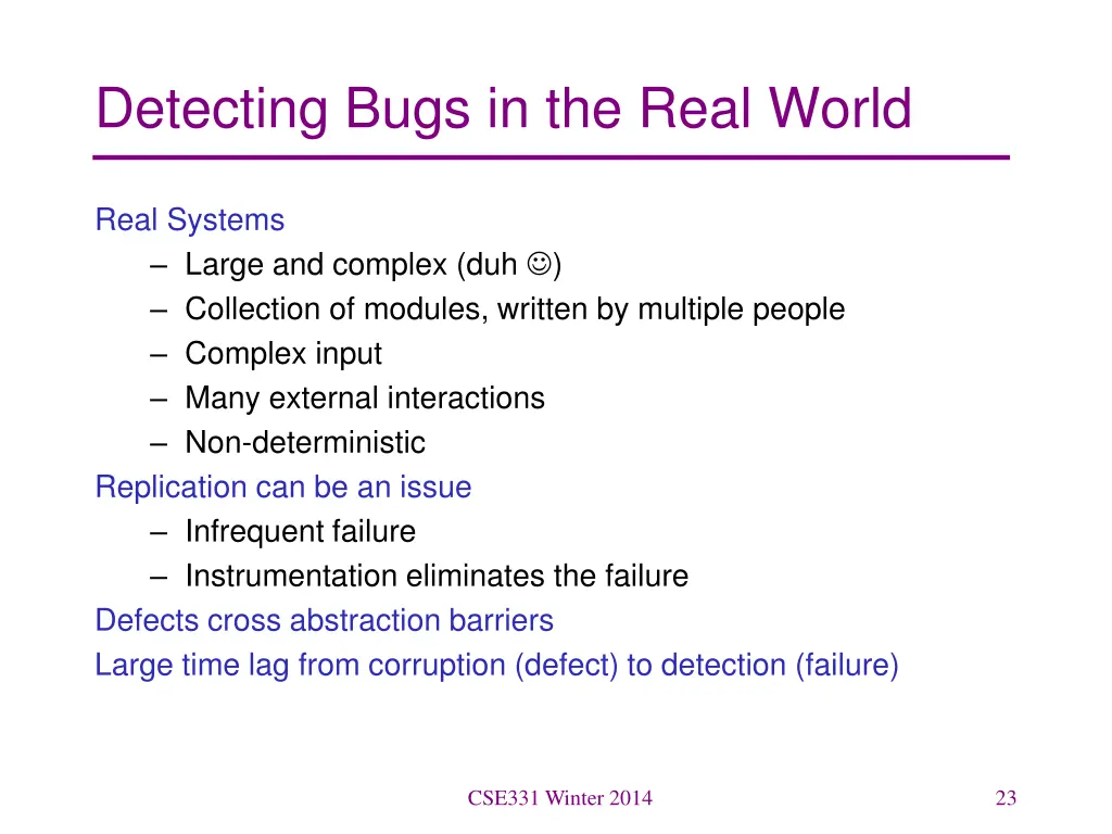 detecting bugs in the real world