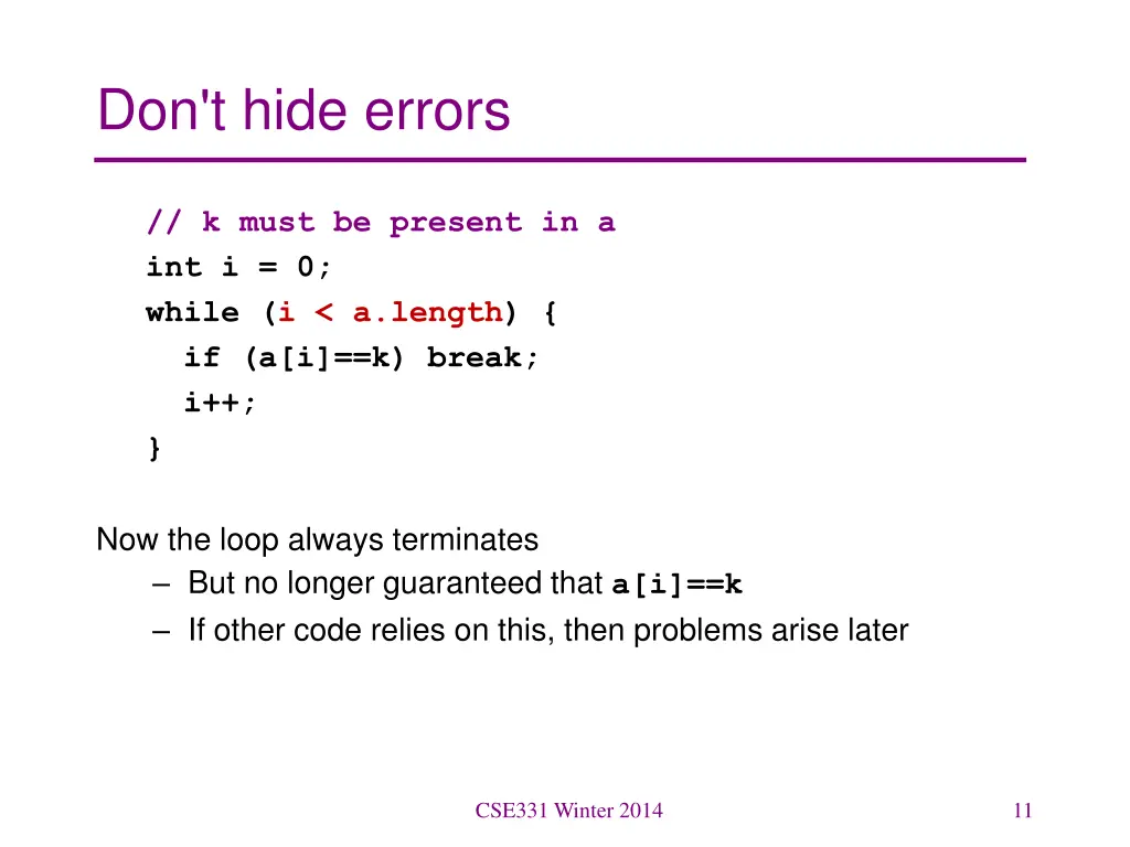 don t hide errors 1