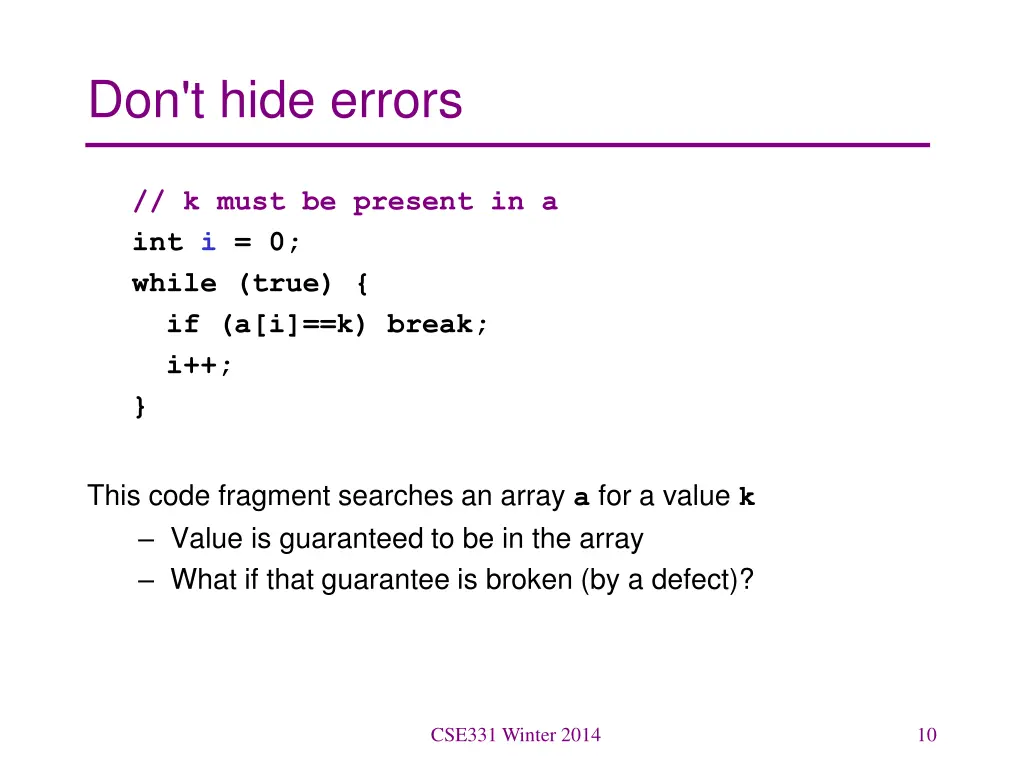 don t hide errors