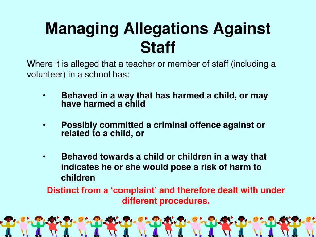 managing allegations against staff where