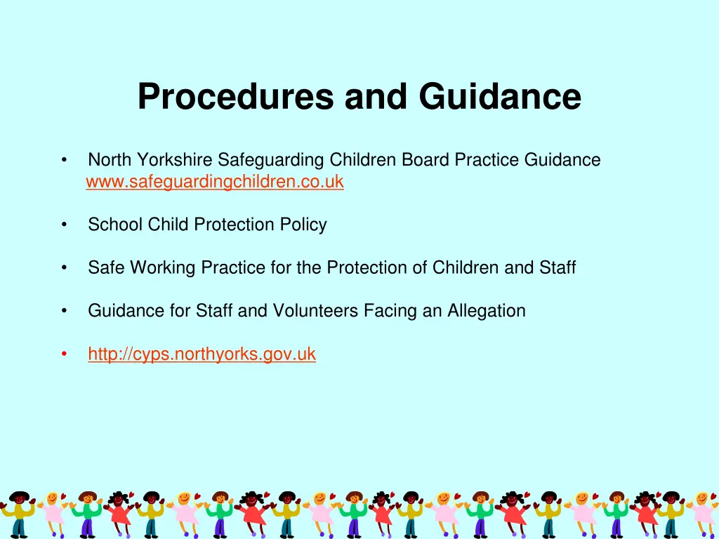 procedures and guidance