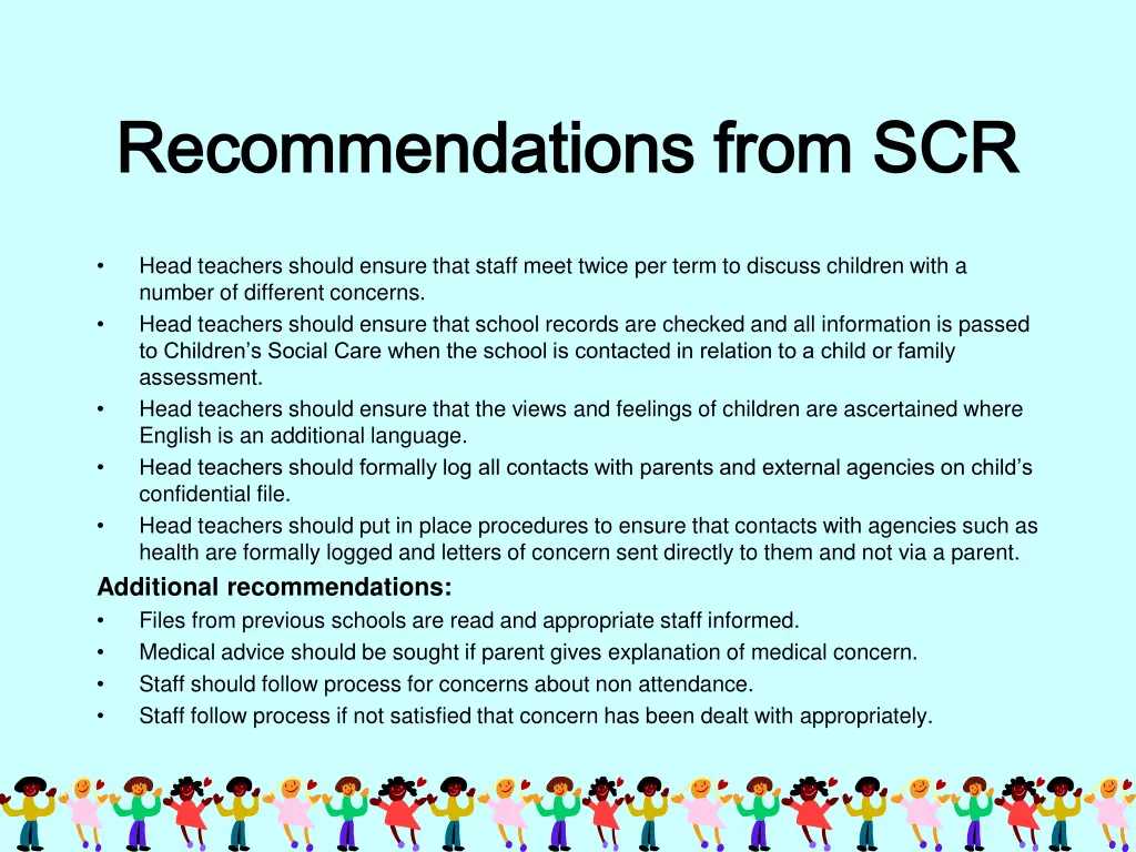 recommendations from scr recommendations from scr