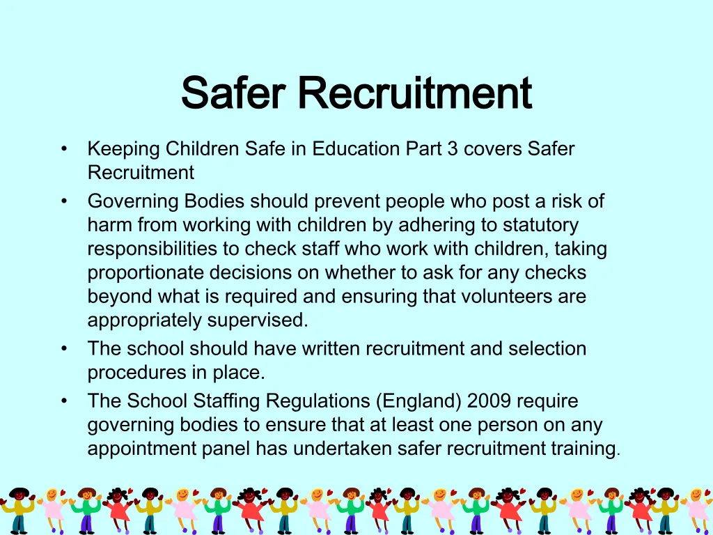 safer recruitment safer recruitment