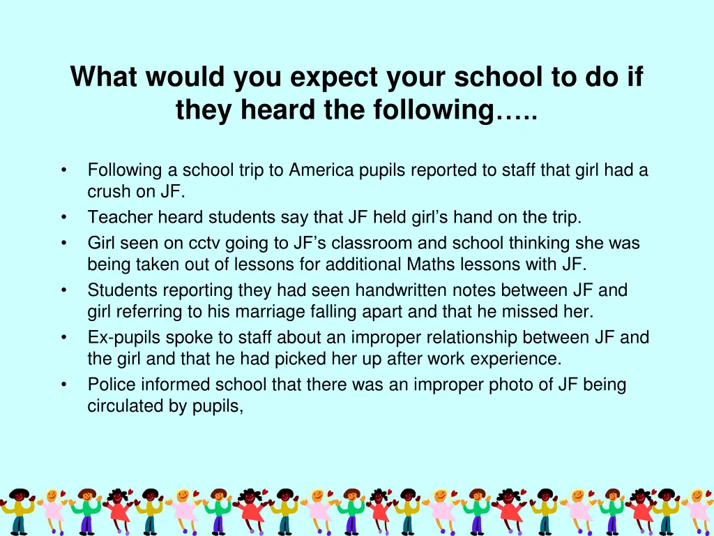 what would you expect your school to do if they