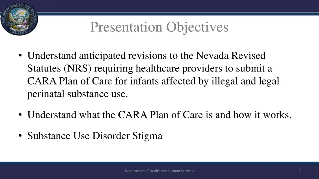 presentation objectives