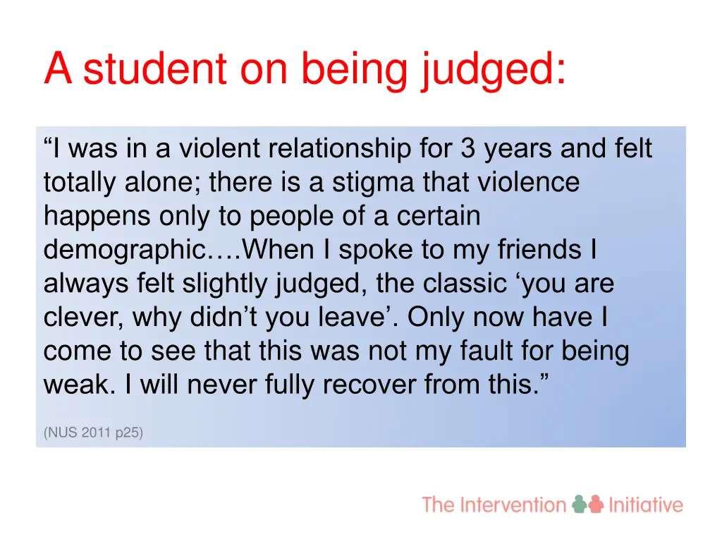 a student on being judged