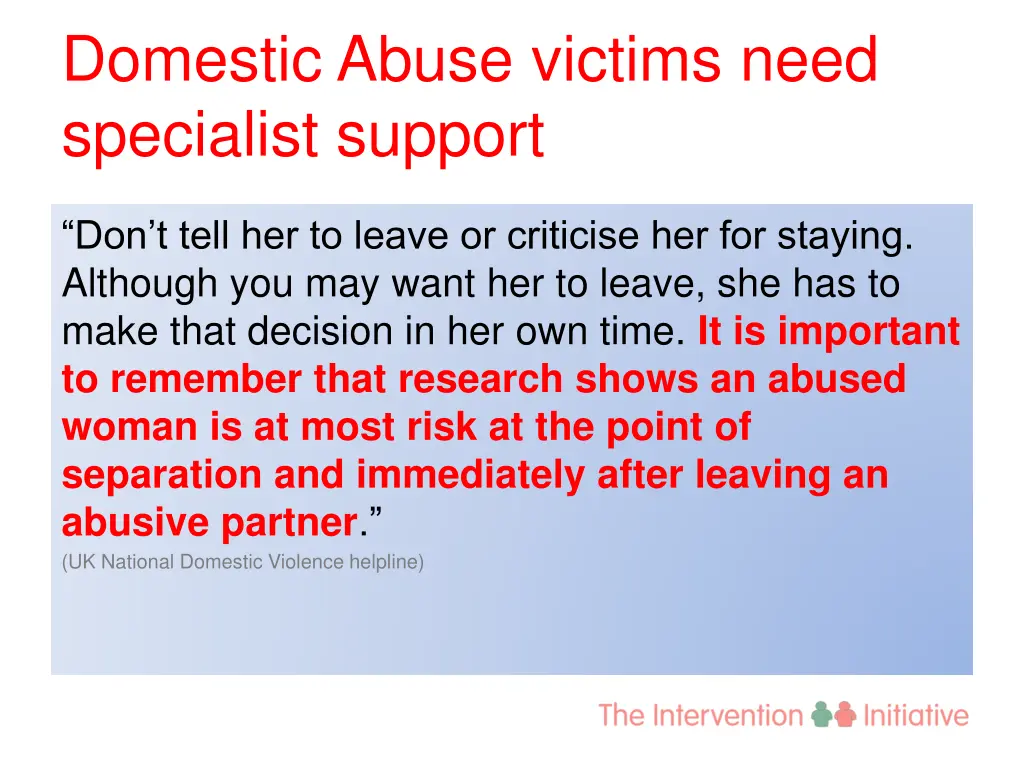 domestic abuse victims need specialist support