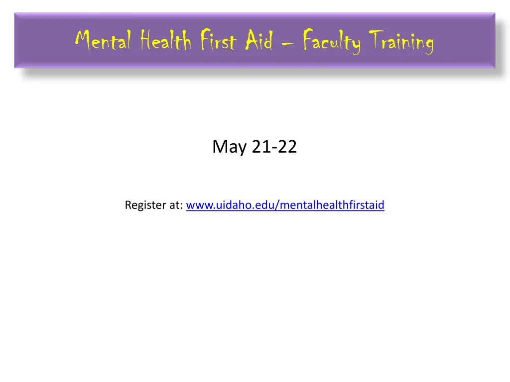 mental health first aid faculty training
