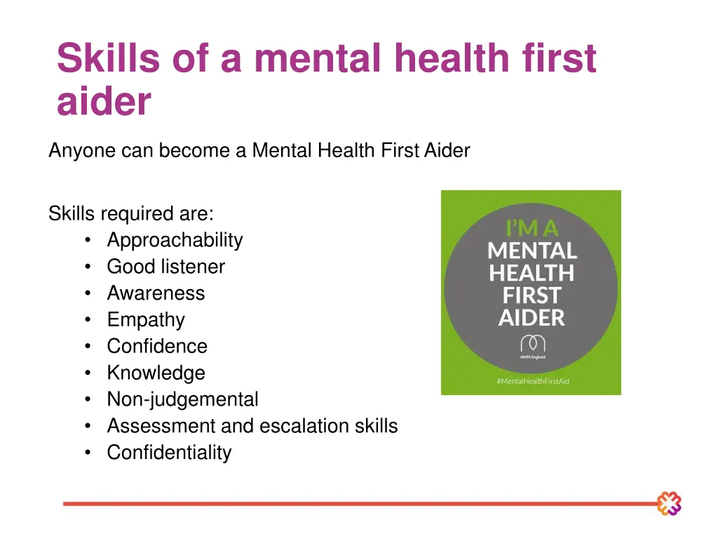 skills of a mental health first aider