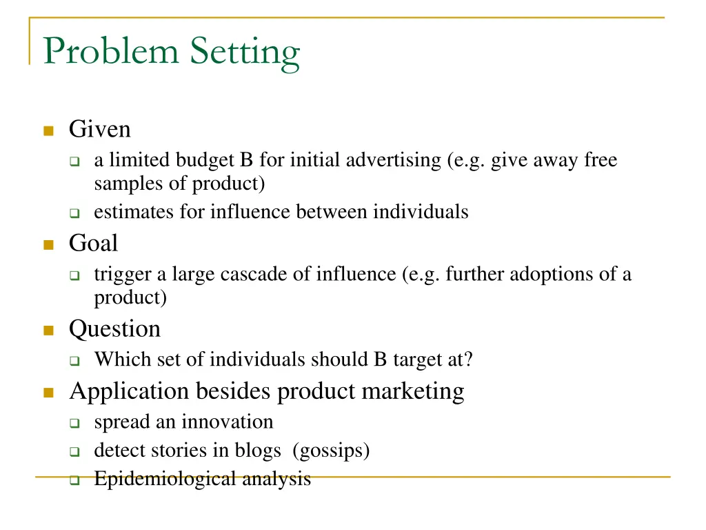 problem setting