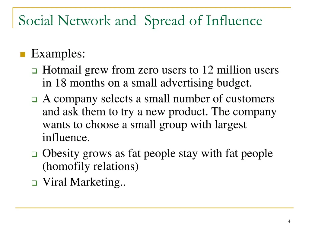 social network and spread of influence 1