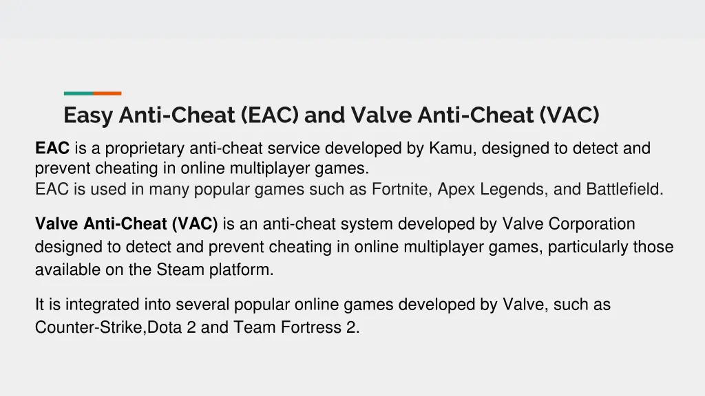 easy anti cheat eac and valve anti cheat vac