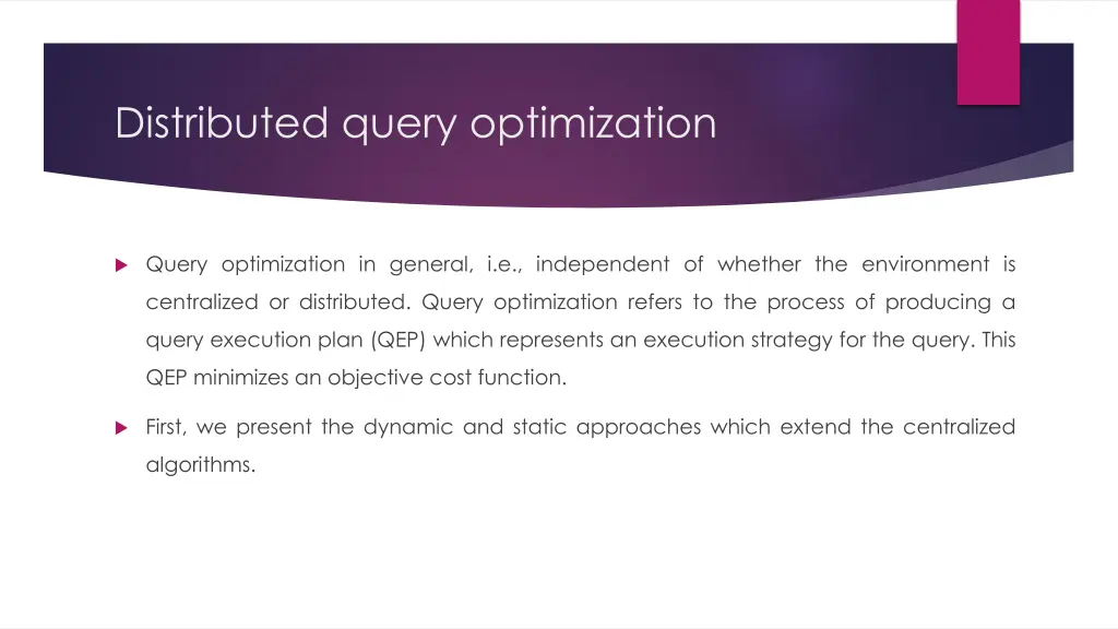 distributed query optimization 1