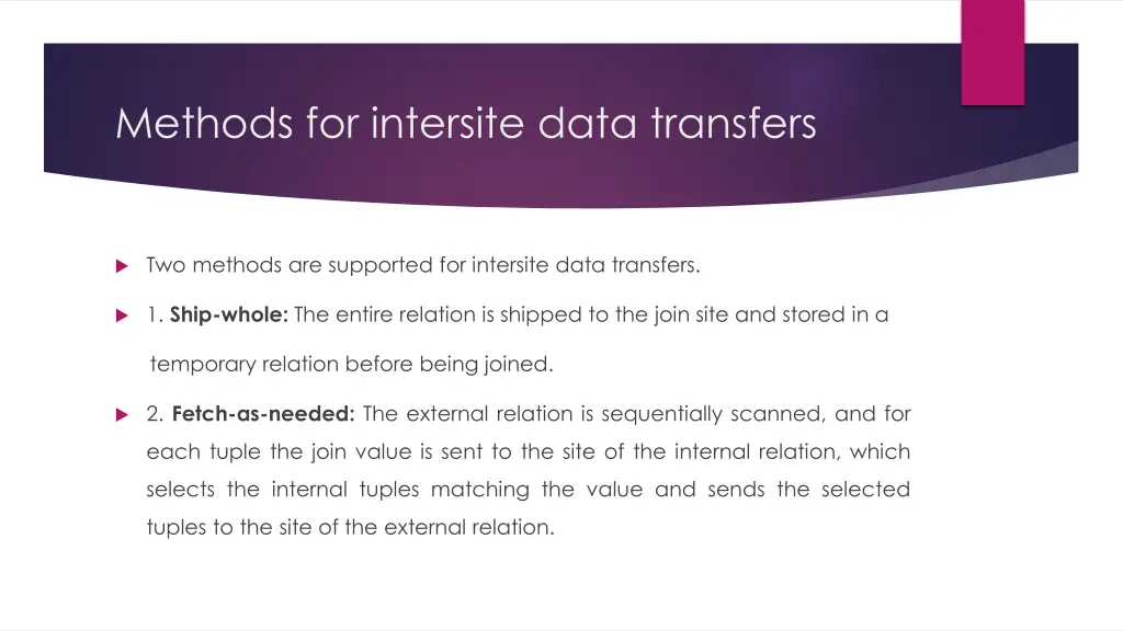 methods for intersite data transfers