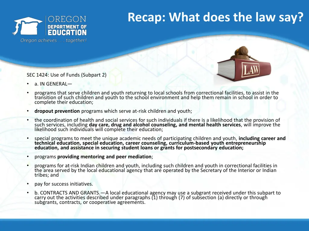 recap what does the law say