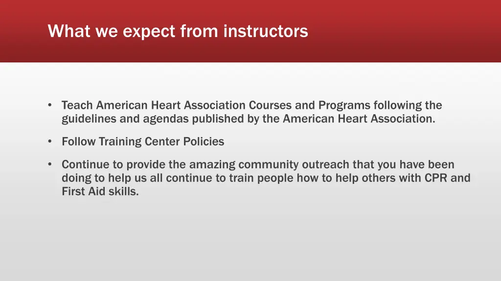 what we expect from instructors