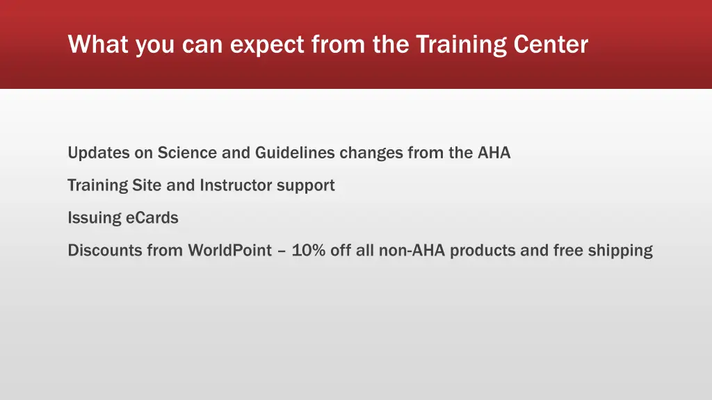 what you can expect from the training center