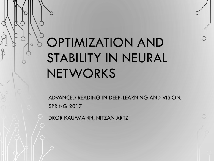 optimization and stability in neural networks