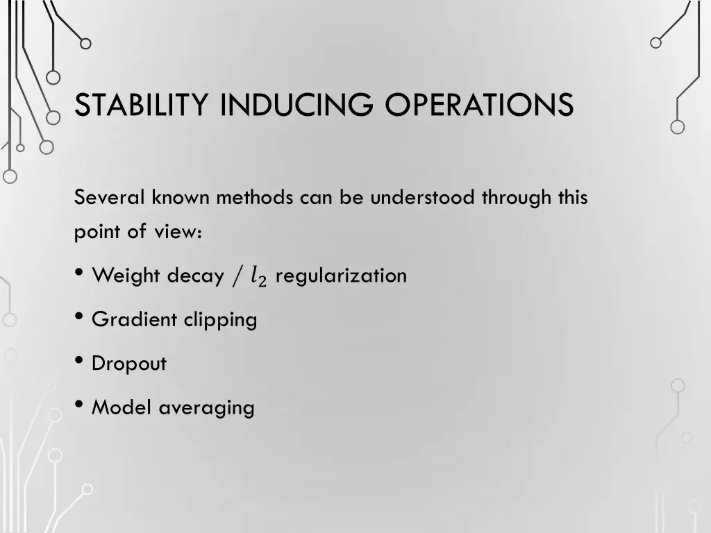 stability inducing operations