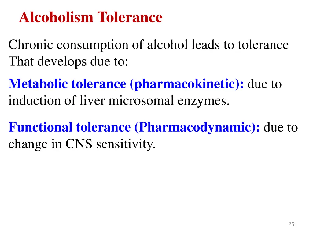 alcoholism tolerance