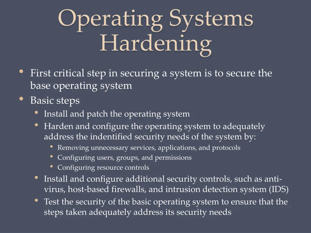 operating systems hardening first critical step