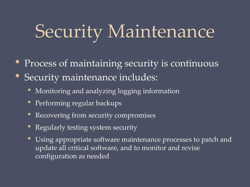 security maintenance