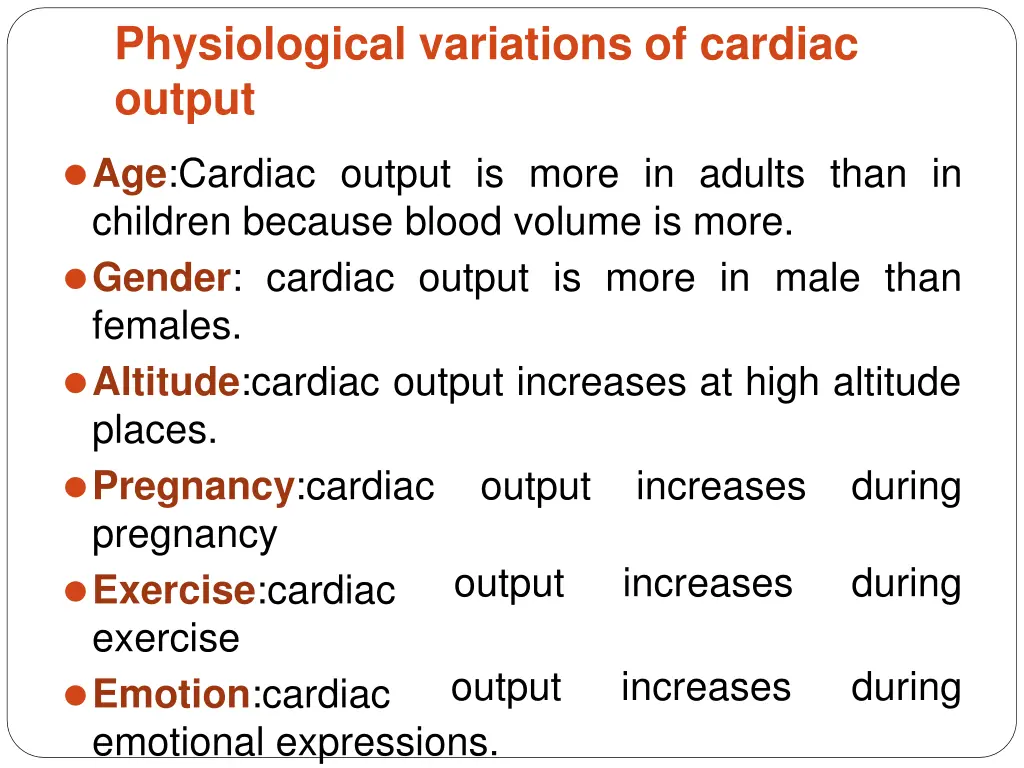 physiological variations of cardiac output
