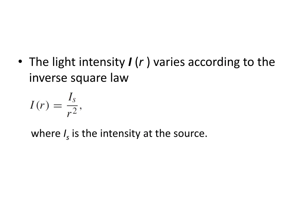 the light intensity i r varies according