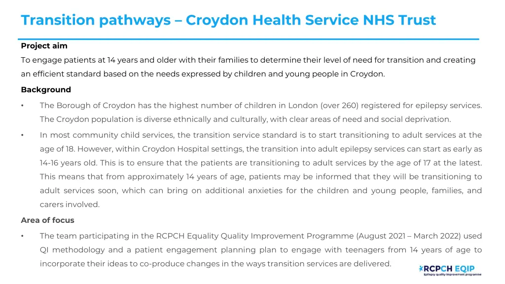 transition pathways croydon health service