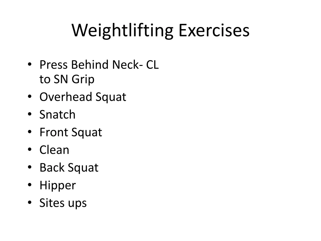 weightlifting exercises