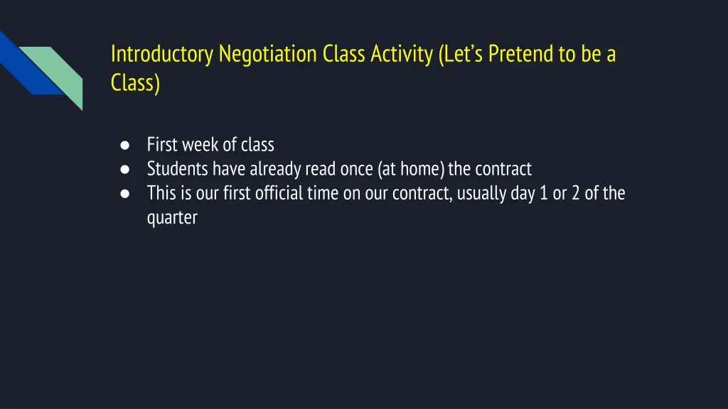 introductory negotiation class activity