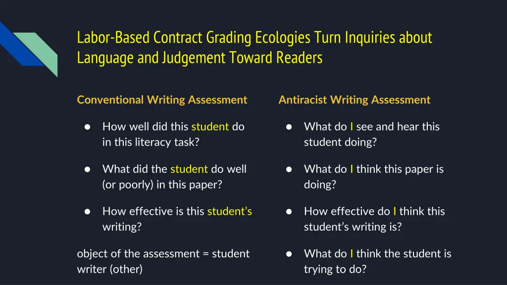 labor based contract grading ecologies turn
