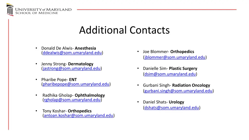 additional contacts
