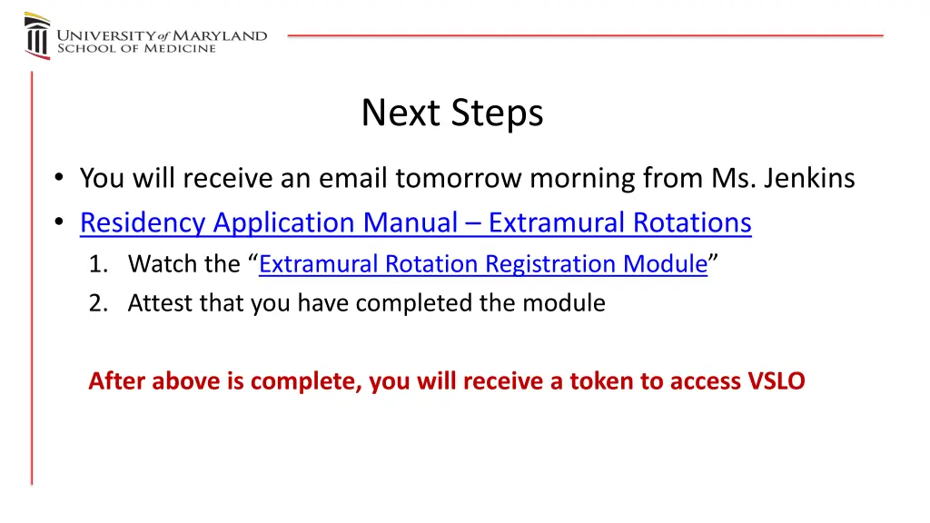 next steps