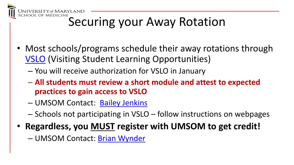 securing your away rotation