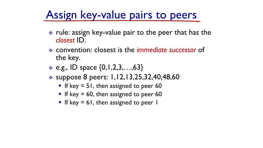assign key value pairs to peers