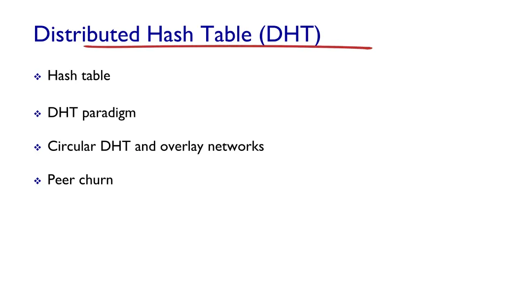 distributed hash table dht