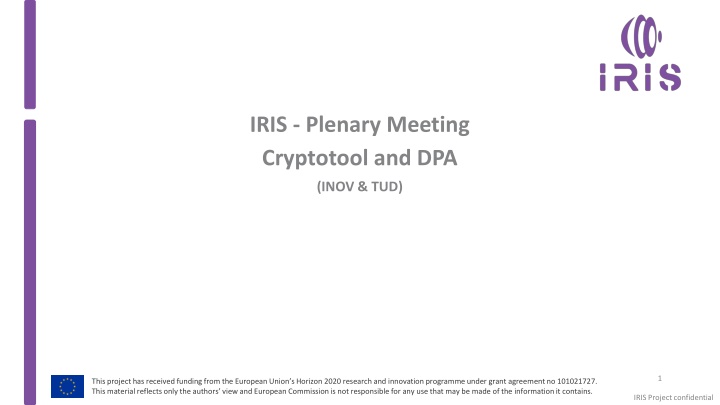 iris plenary meeting cryptotool and dpa