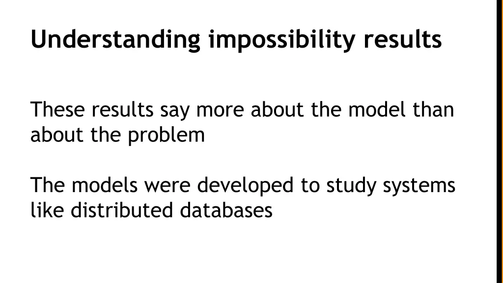 understanding impossibility results
