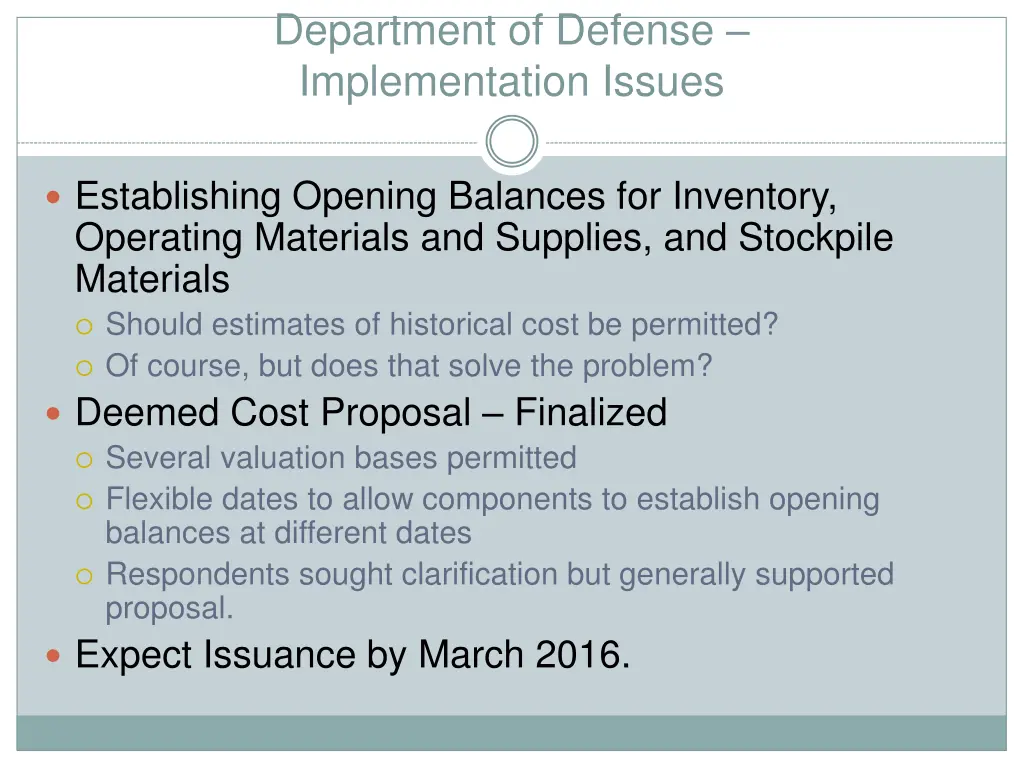 department of defense implementation issues