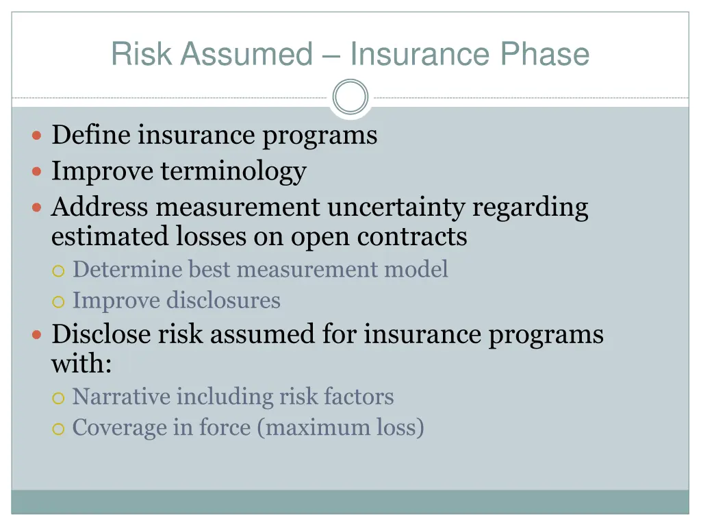 risk assumed insurance phase
