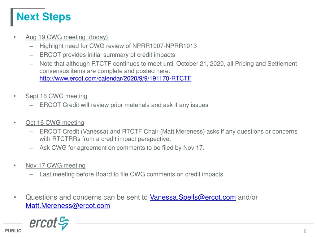 next steps