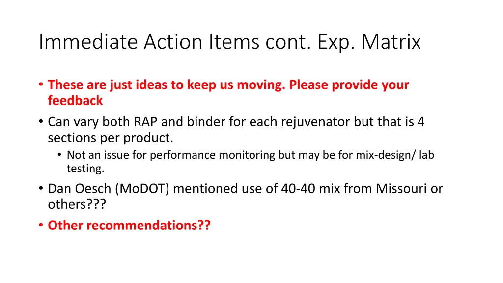 immediate action items cont exp matrix 2