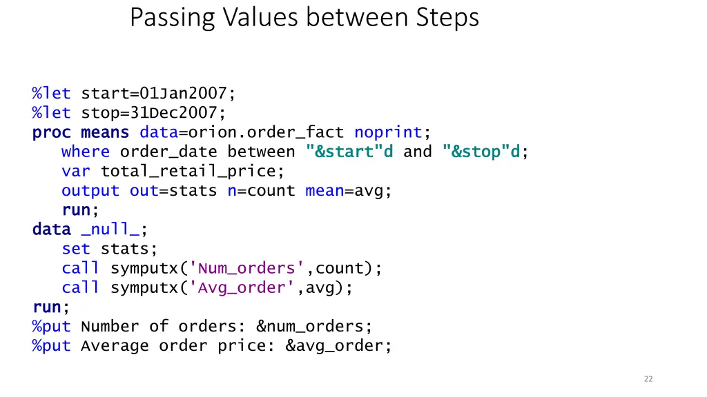 passing values between steps