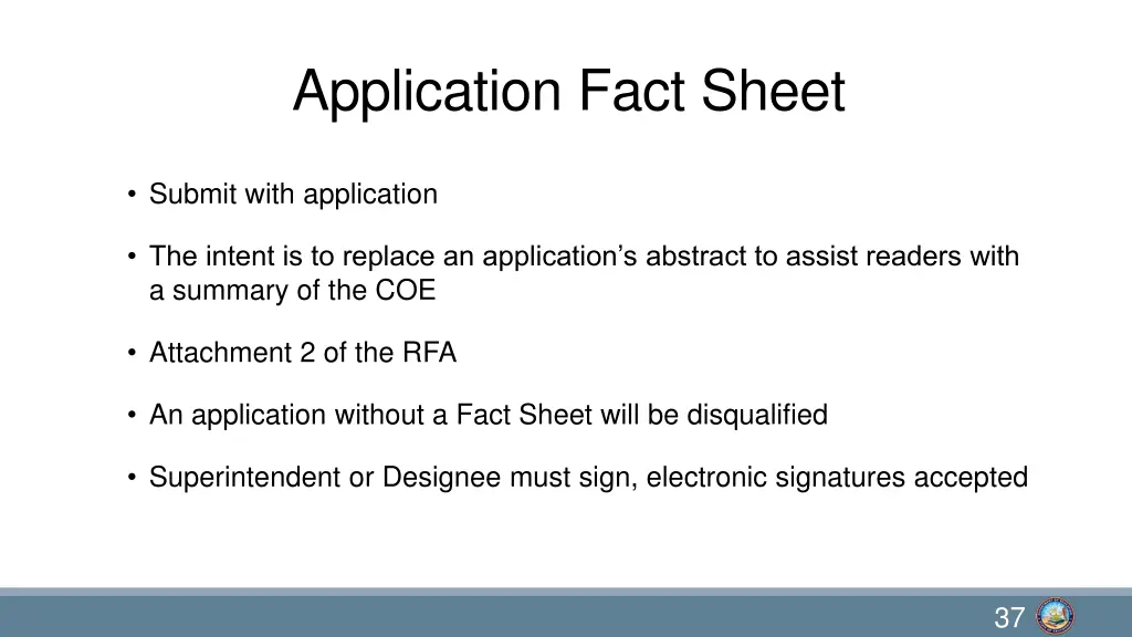 application fact sheet