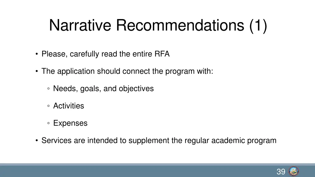 narrative recommendations 1