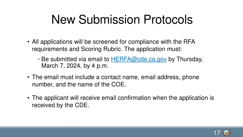 new submission protocols